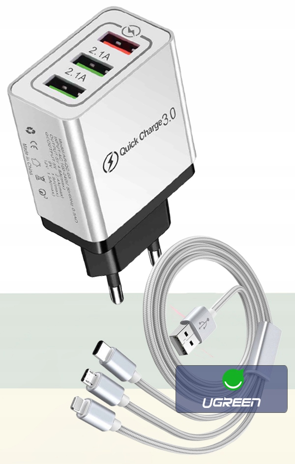 ŁADOWARKA SIECIOWA QC 3.0 LIGHTNING MICRO TYP-C