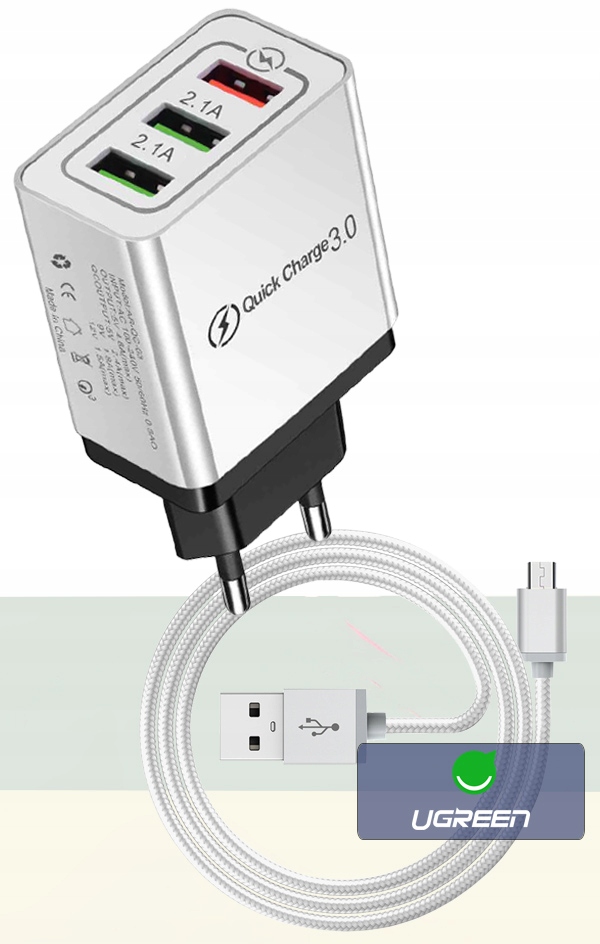 ŁADOWARKA SIECIOWA QC 3.0 + KABEL MICRO USB 1M