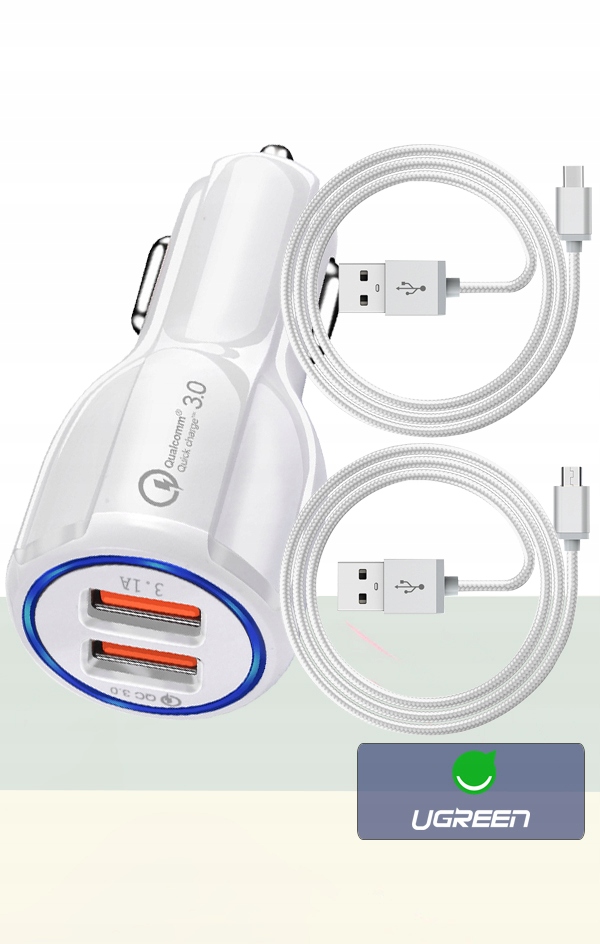ŁADOWARKA SAMOCHODOWA QC 3.0 + KABEL MICRO TYP C