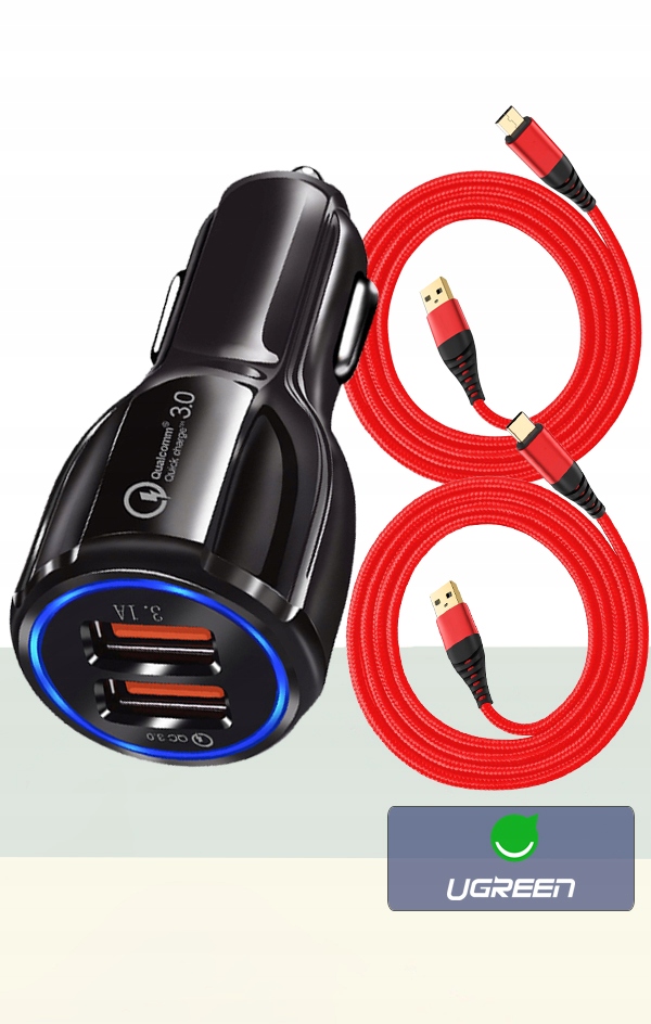 ŁADOWARKA SAMOCHODOWA QC 3.0 + KABEL MICRO TYP C