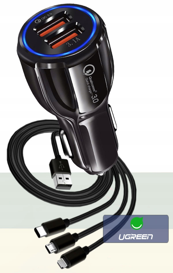 ŁADOWARKA SAMOCHODOWA QC 3.0 LIGHTNING MICRO TYP-C