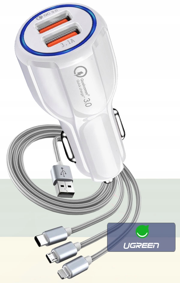 ŁADOWARKA SAMOCHODOWA QC 3.0 LIGHTNING MICRO TYP-C
