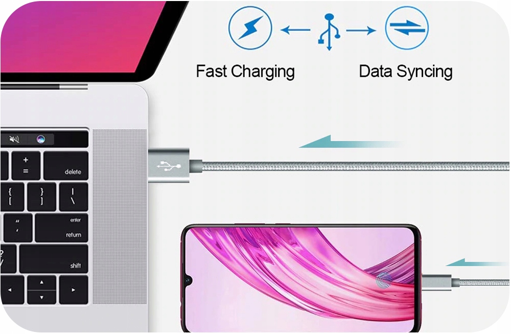 WZMACNIANY KABEL MICRO USB QC 3.0 QUICK CHARGE 1M