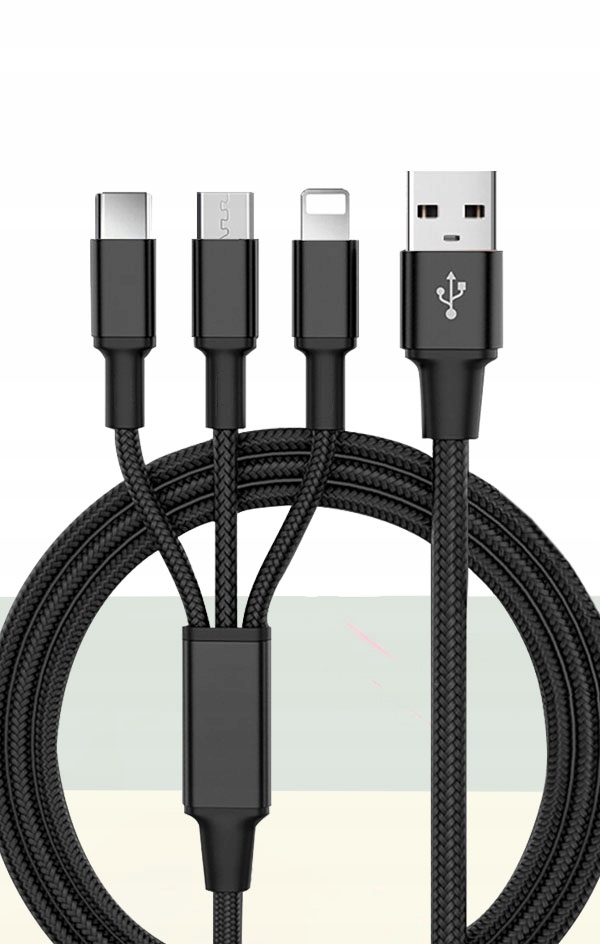 KABEL USB 3w1 DO IPHONE / MICRO USB / TYP-C 1M