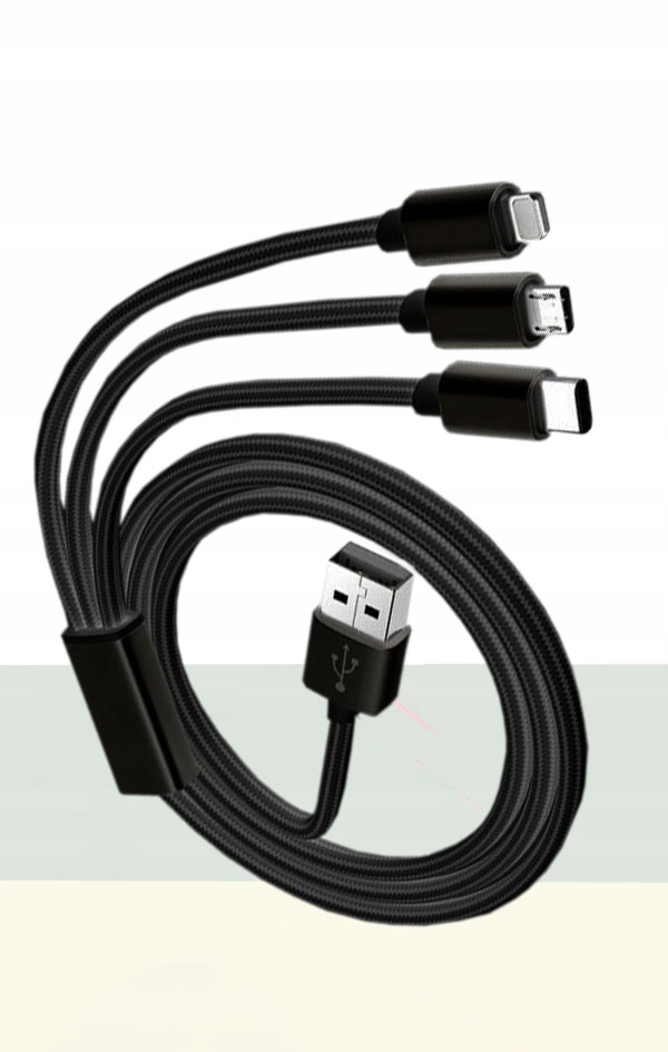 KABEL USB 3w1 DO IPHONE / MICRO USB / TYP-C 1M