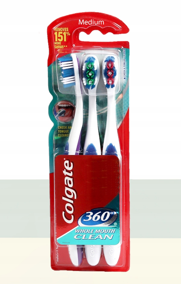 SZCZOTECZKI DO ZĘBÓW COLGATE 360° CLEAN MEDIUM x3