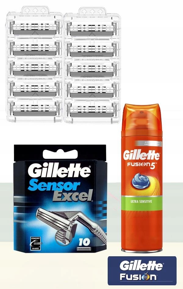 ORYGINALNE OSTRZA GILLETTE SENSOR x10 + ŻEL