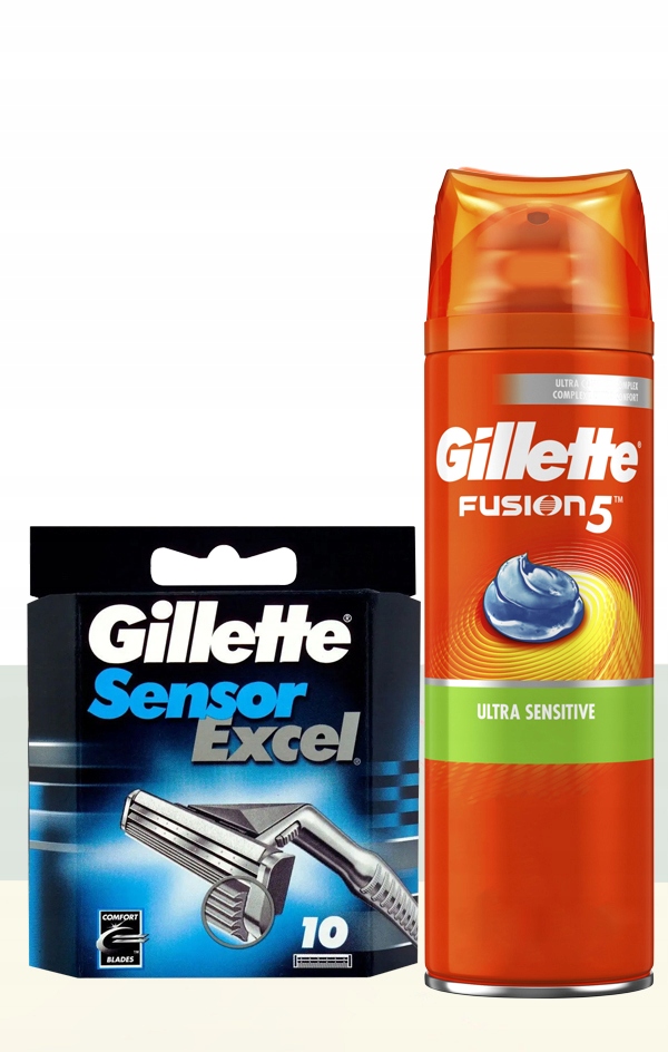 ORYGINALNE OSTRZA GILLETTE SENSOR EXCEL x10 + ŻEL