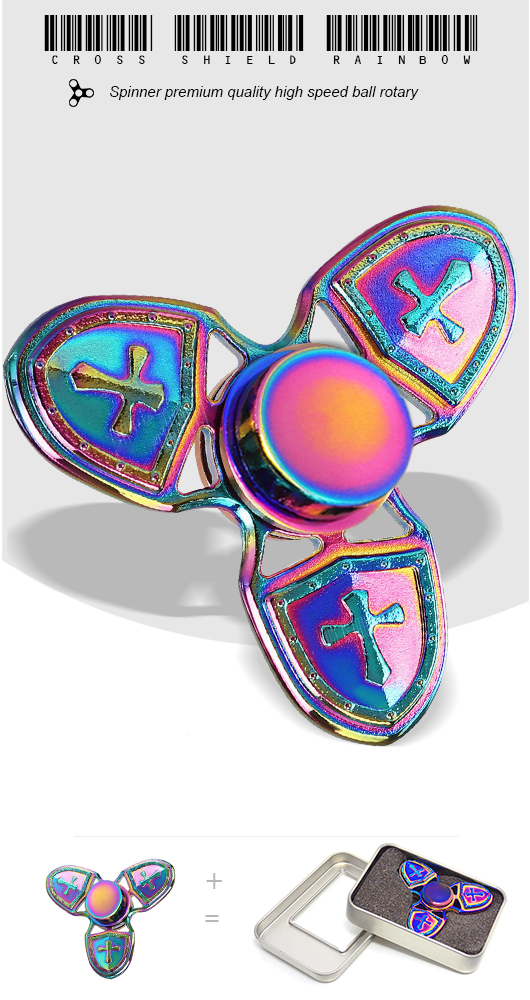 CROSS SHIELD HAND FIDGET SPINNER METAL