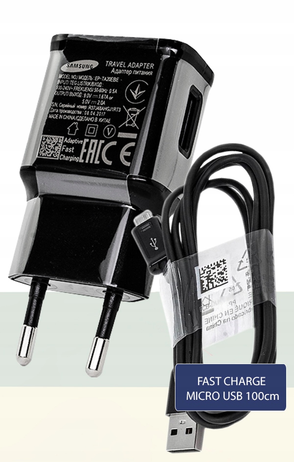ORYGINALNA ŁADOWARKA SAMSUNG FAST + KABEL MICRO 1M