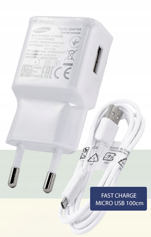 ORYGINALNA ŁADOWARKA SAMSUNG FAST + KABEL MICRO 1M
