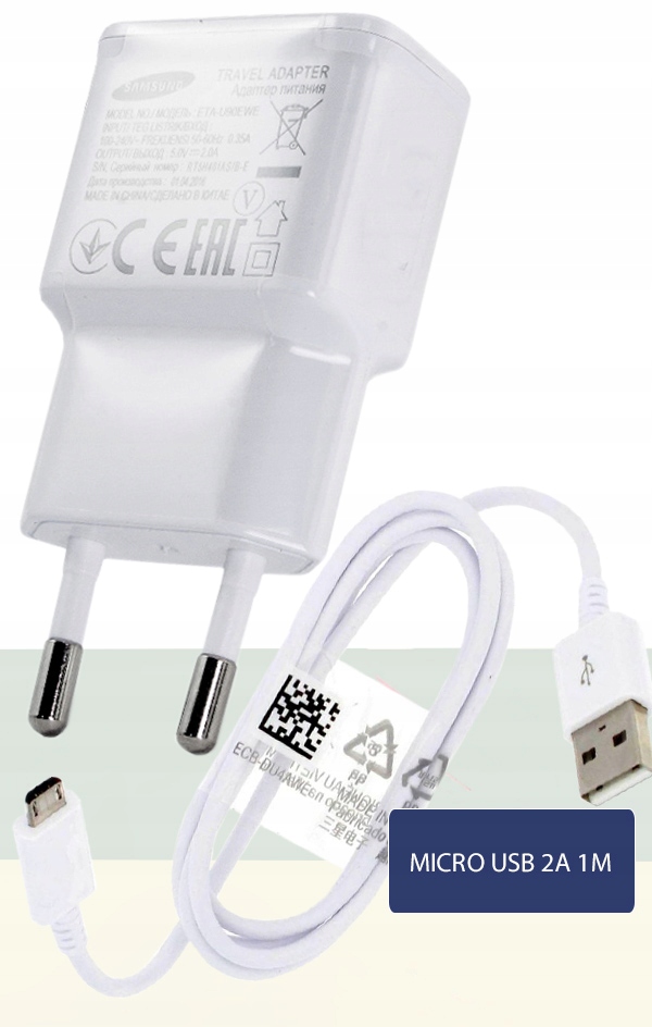 ORYGINALNA ŁADOWARKA SAMSUNG 2A + KABEL MICROUSB