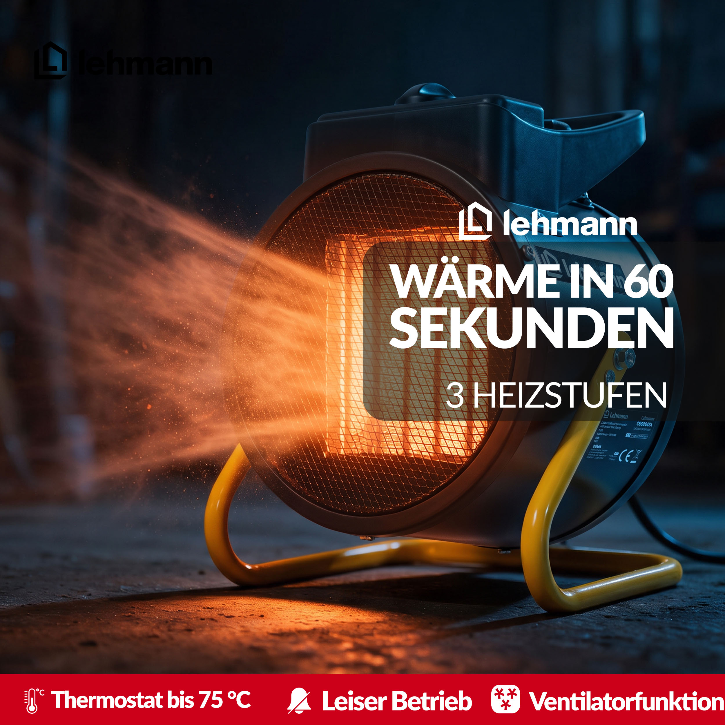 LEHMANN Cordoba Heizlüfter 3000 W Keramik Heizgerät