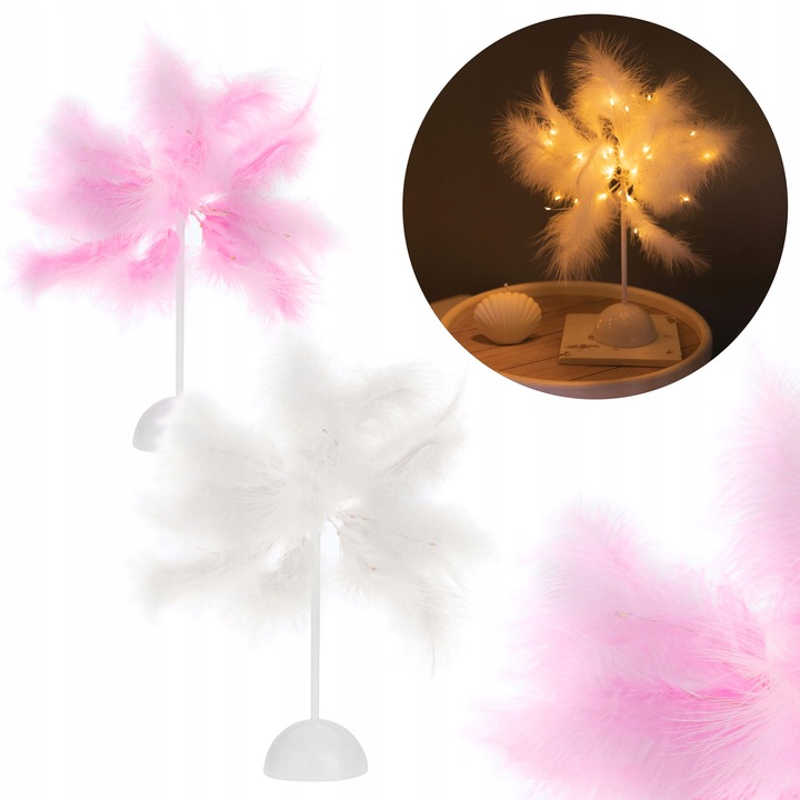 a pink and white feathered object
