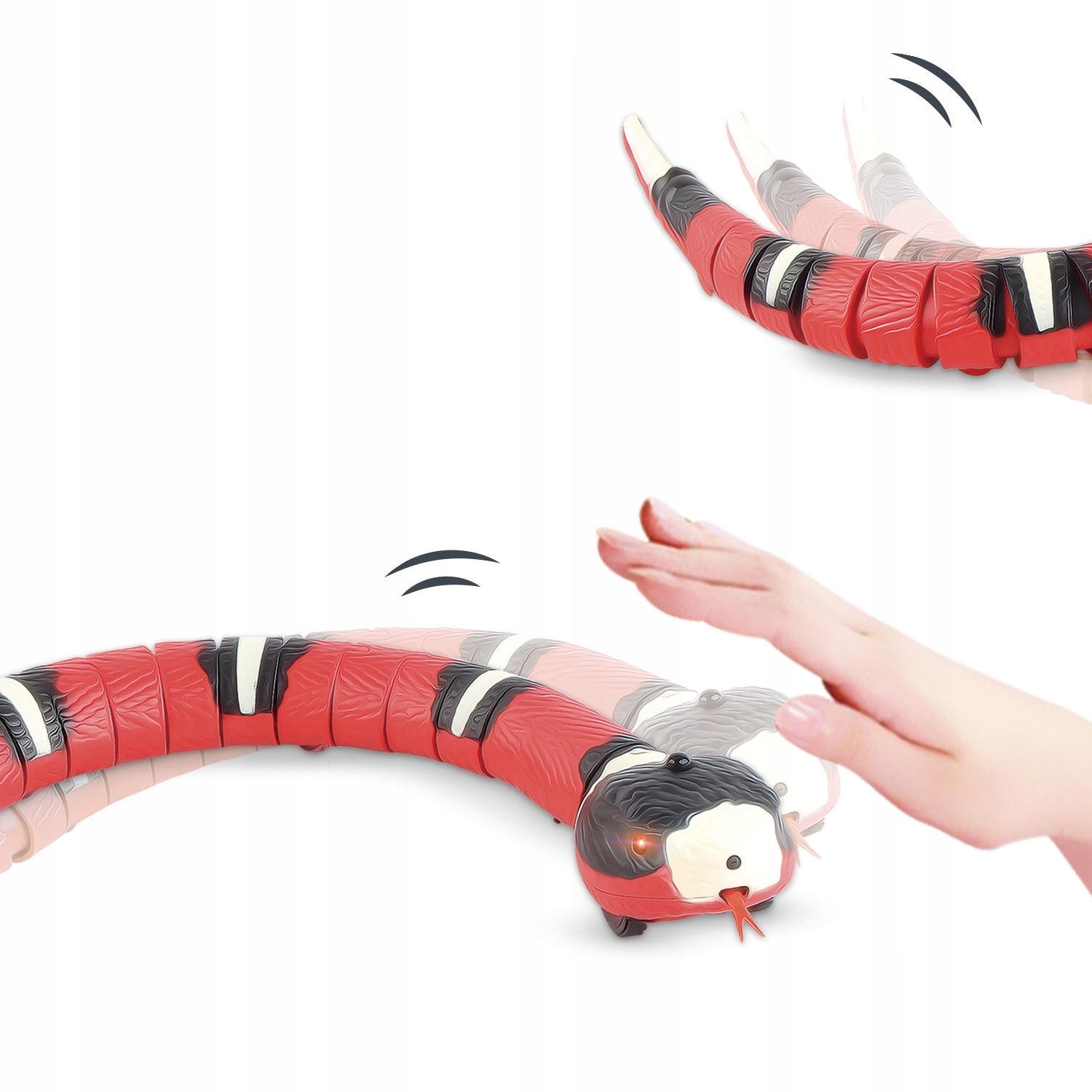 a hand with a toy snake