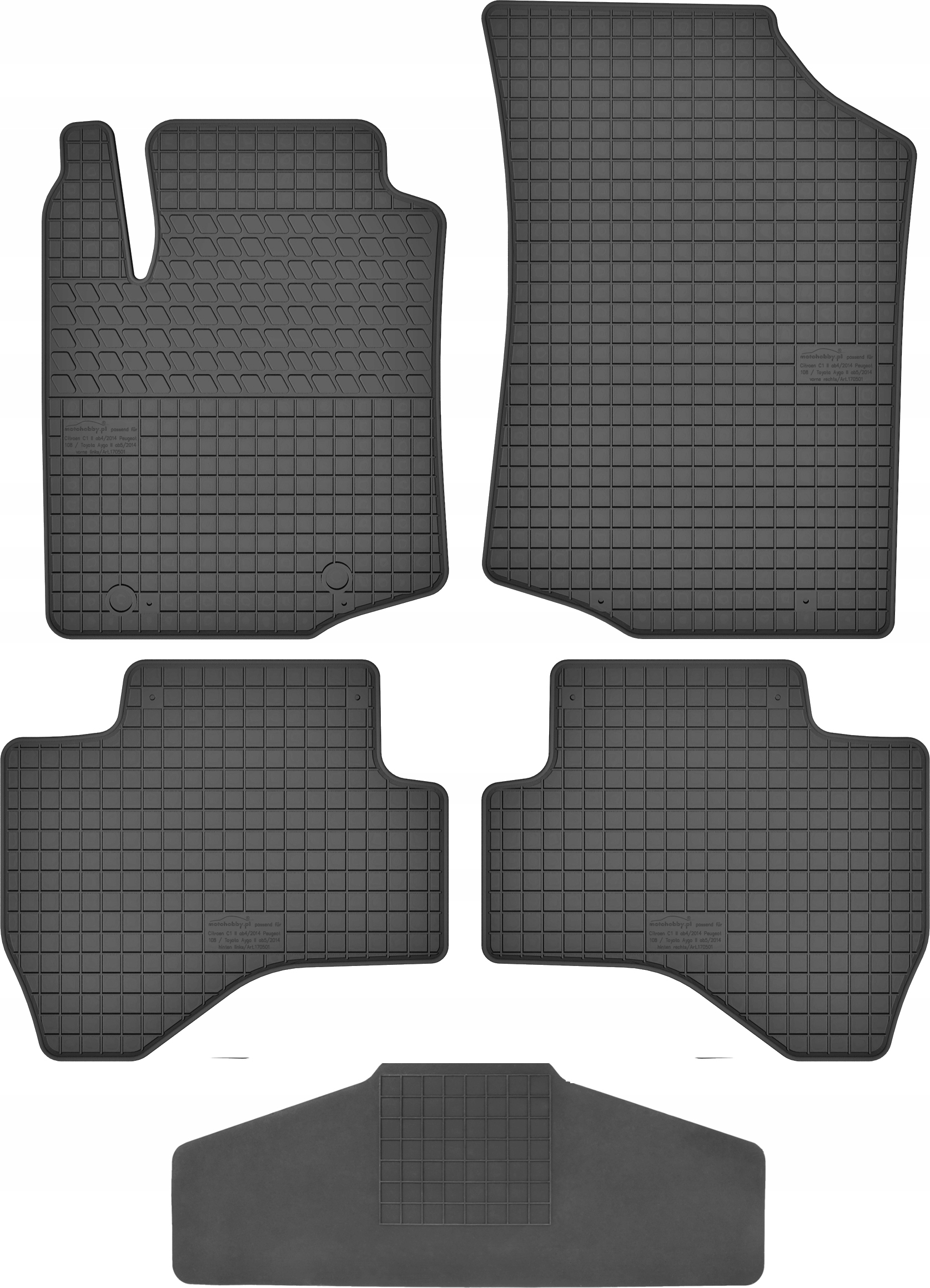 Dywaniki dedykowane do Citroen C1 II TUNEL