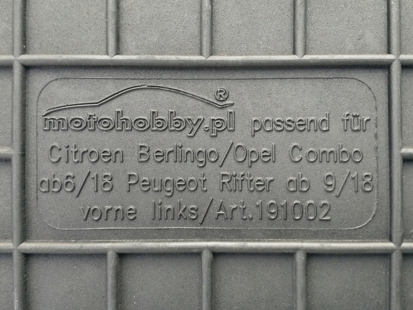 Opel Combo E (od 2018) DYWANIKI SAMOCHODOWE GUMOWE