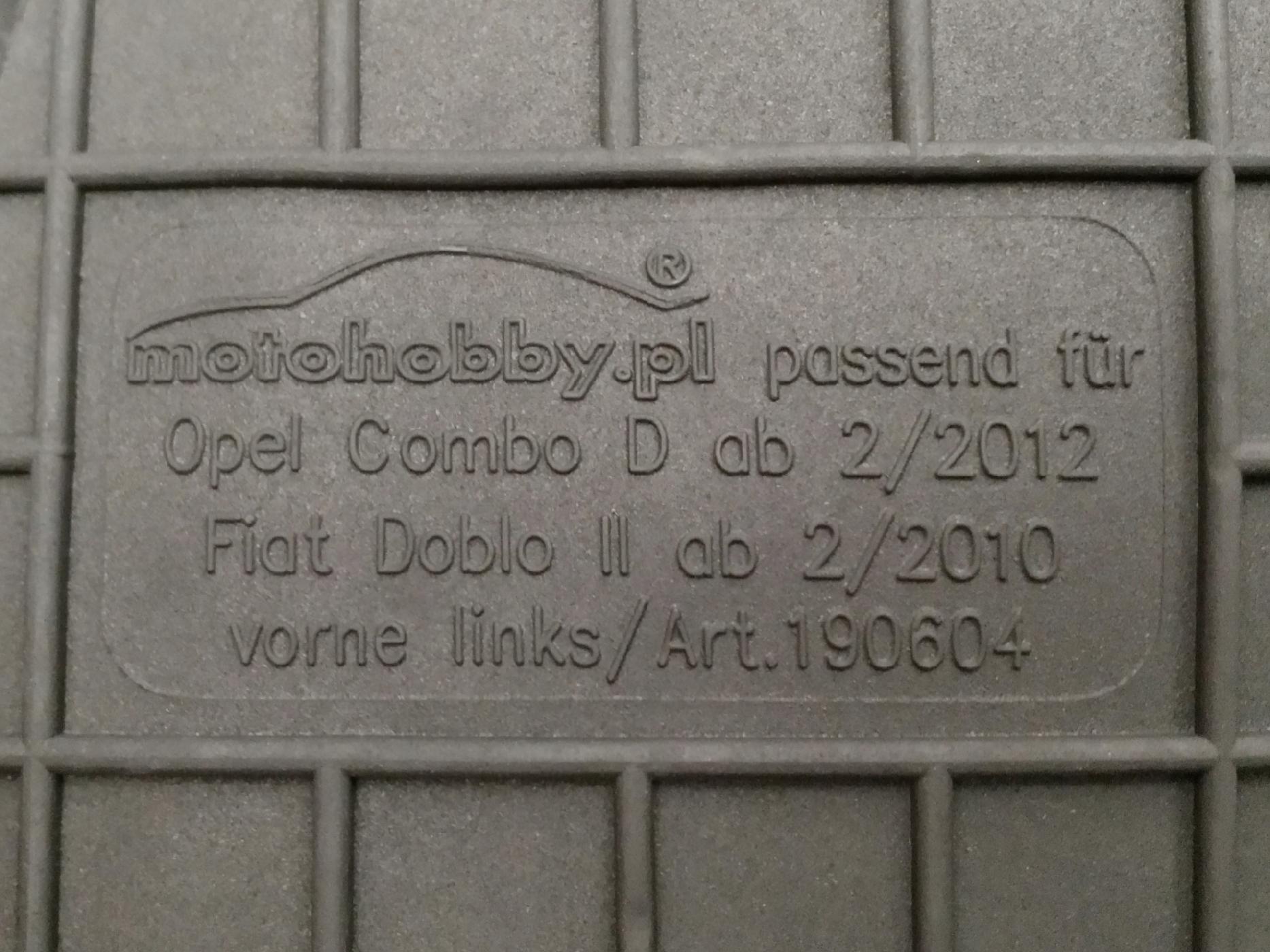 Opel Combo D (2011-2018) DYWANIKI GUMOWE STOPERY