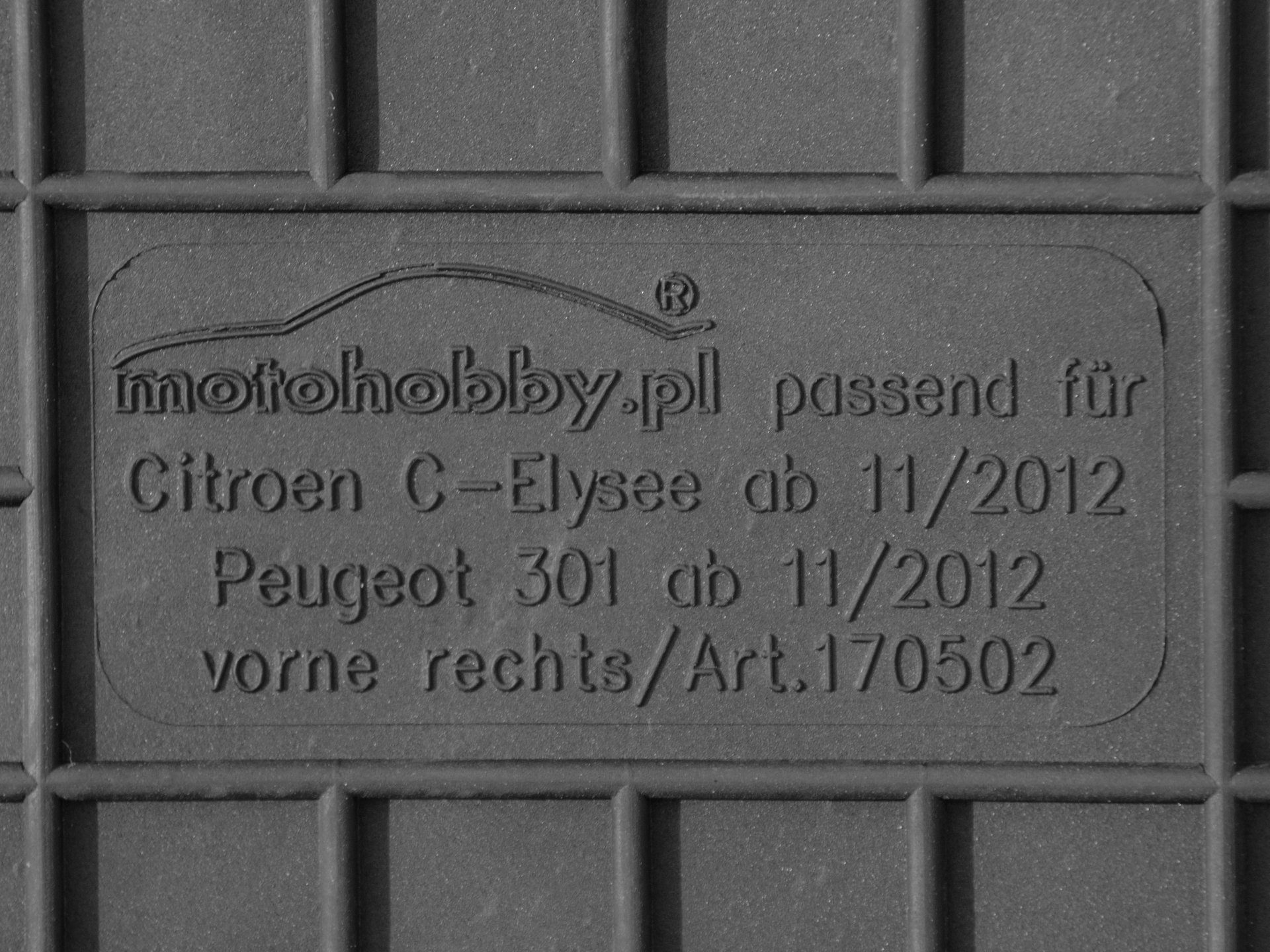 Citroen C-Elysee od 12 DYWANIKI GUMOWE DEDYKOWANE