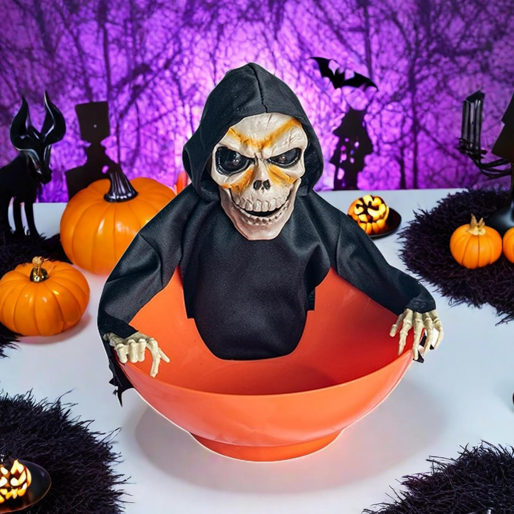 Ruchoma miska na słodycze szkielet Halloween ruszająca kościotrup