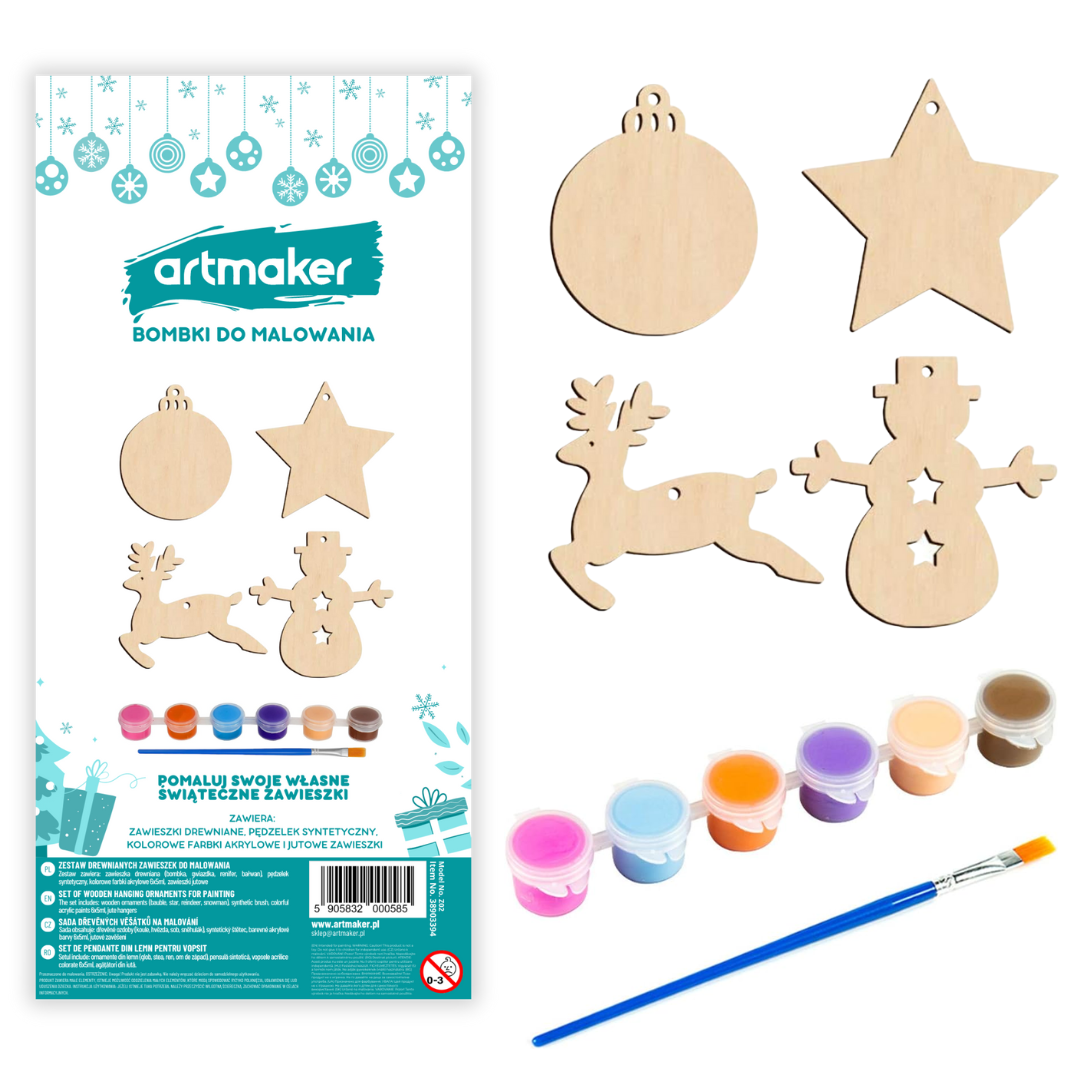 Bombki do malowania drewniane zawieszki + farby DIY 