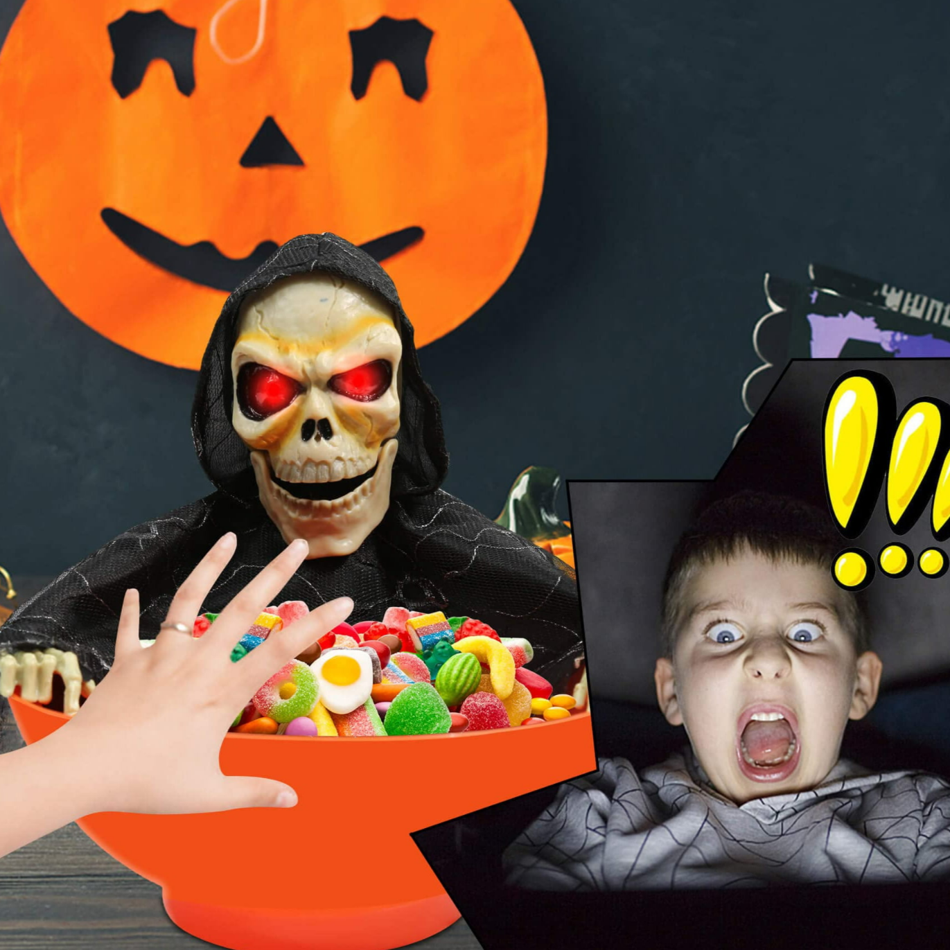 Ruchoma miska na słodycze szkielet Halloween ruszająca kościotrup