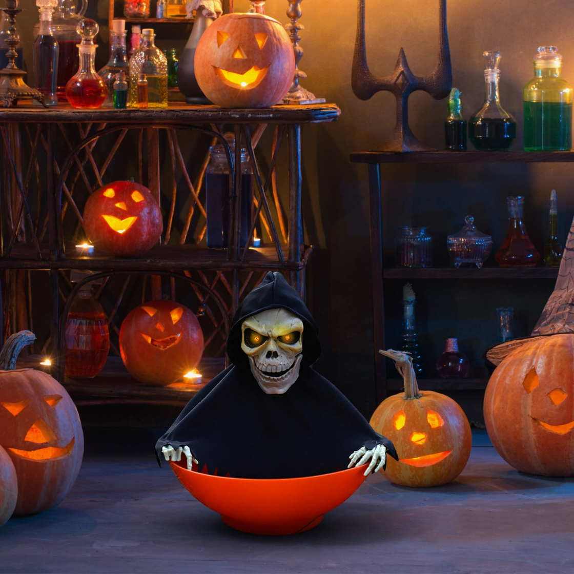 Ruchoma miska na słodycze szkielet Halloween ruszająca kościotrup