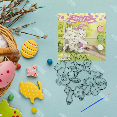 Wielkanocna zawieszka do malowania DIY witraż BARANEK