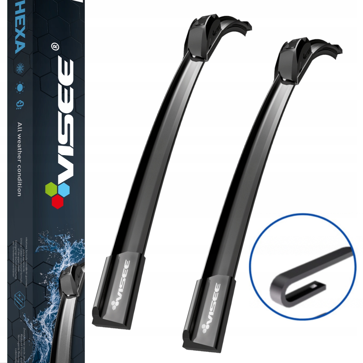 ZESTAW WYCIERACZEK VISEE HEXA DO AUTA 430/430 mm