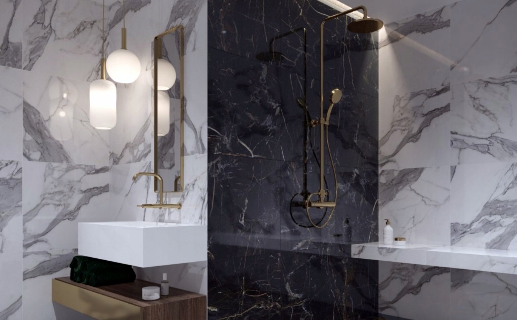 CZARNY MARMUR ŻYŁKA gres 60x60 wysoki POŁYSK!!!