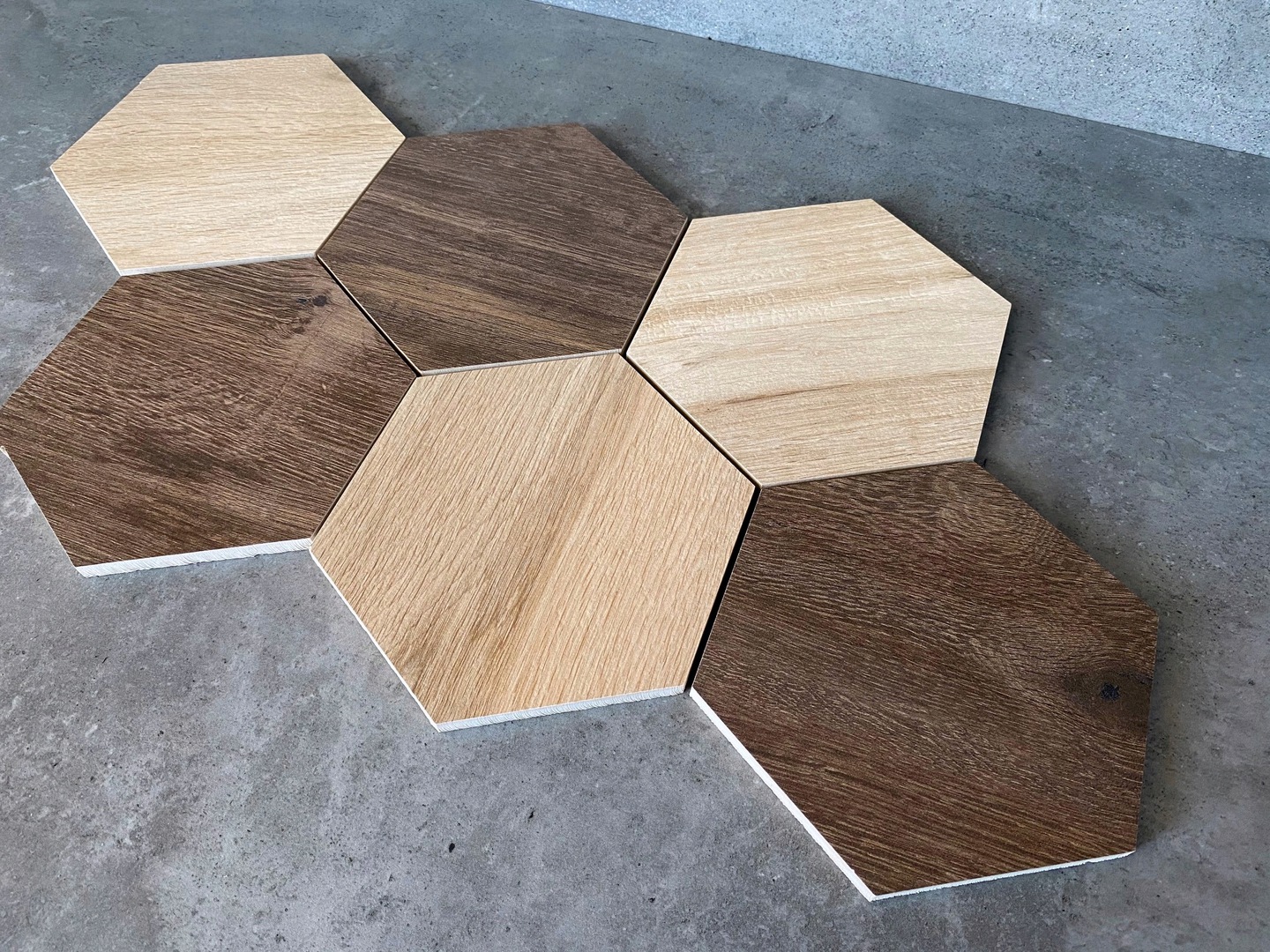 Płytki heksagon drewno PLASTER MIODU multicolor