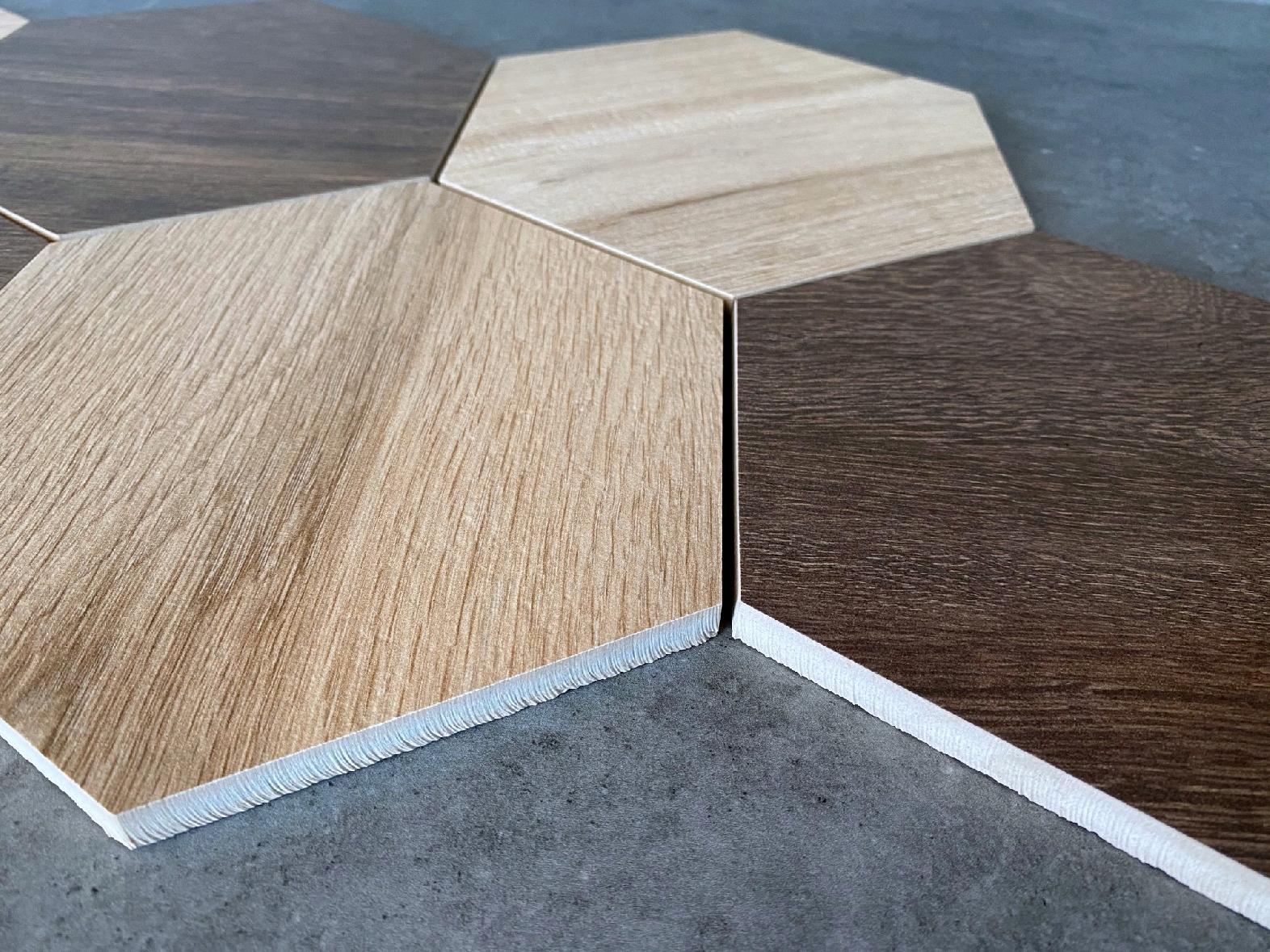 Płytki heksagon drewno PLASTER MIODU multicolor