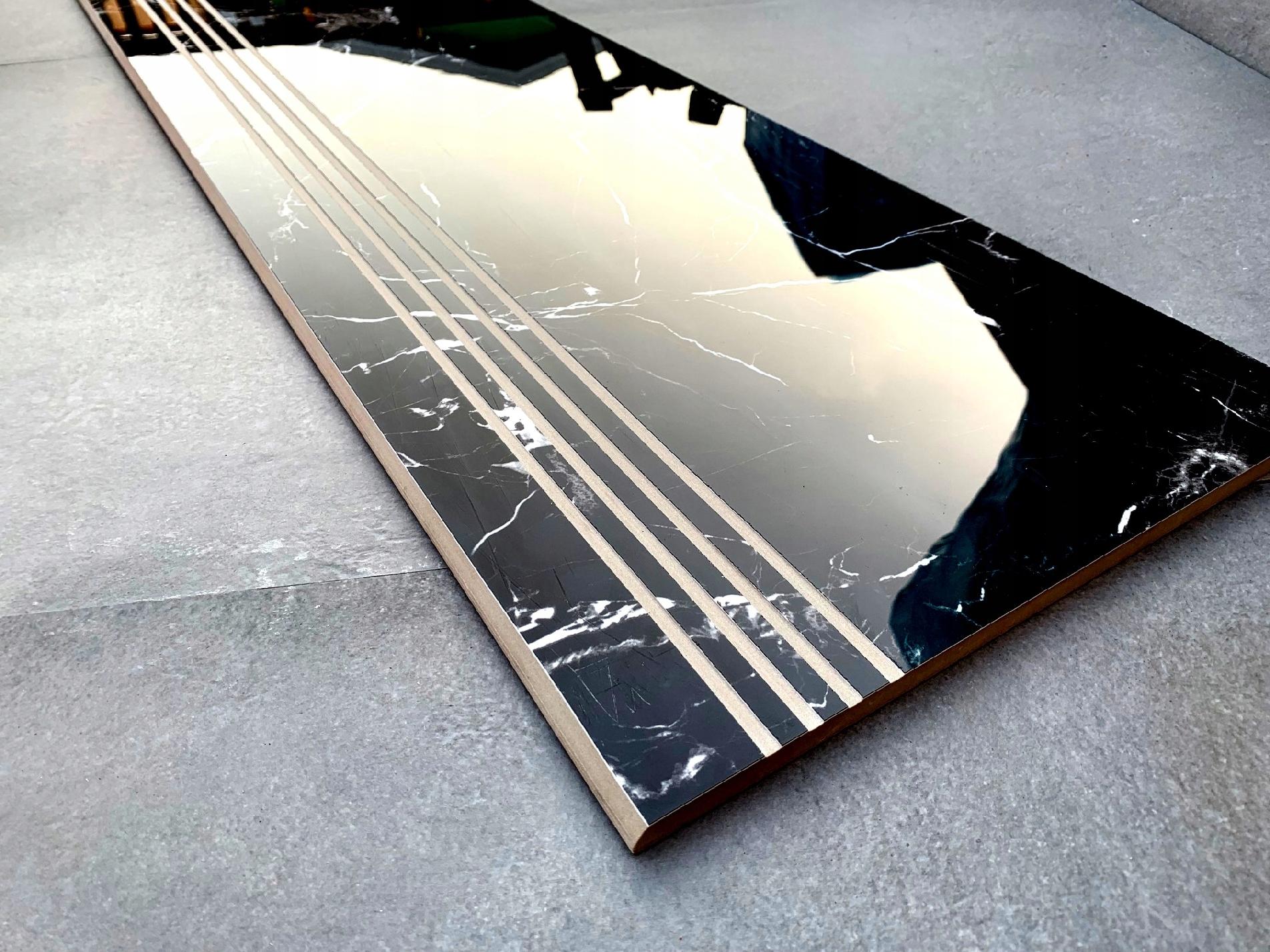 CZARNY MARMUR NA SCHODACH - stopnica 100x30 POŁYSK