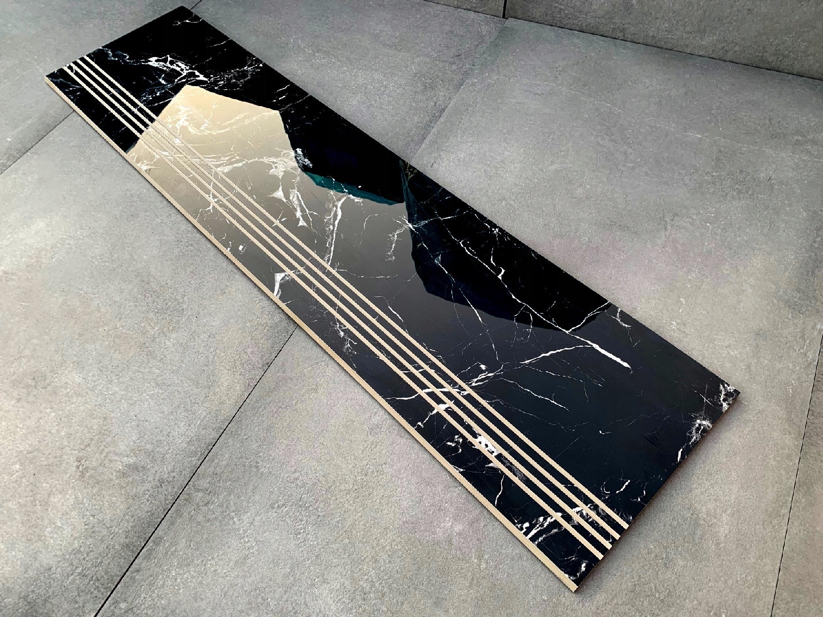 CZARNY MARMUR NA SCHODACH - stopnica 100x30 POŁYSK