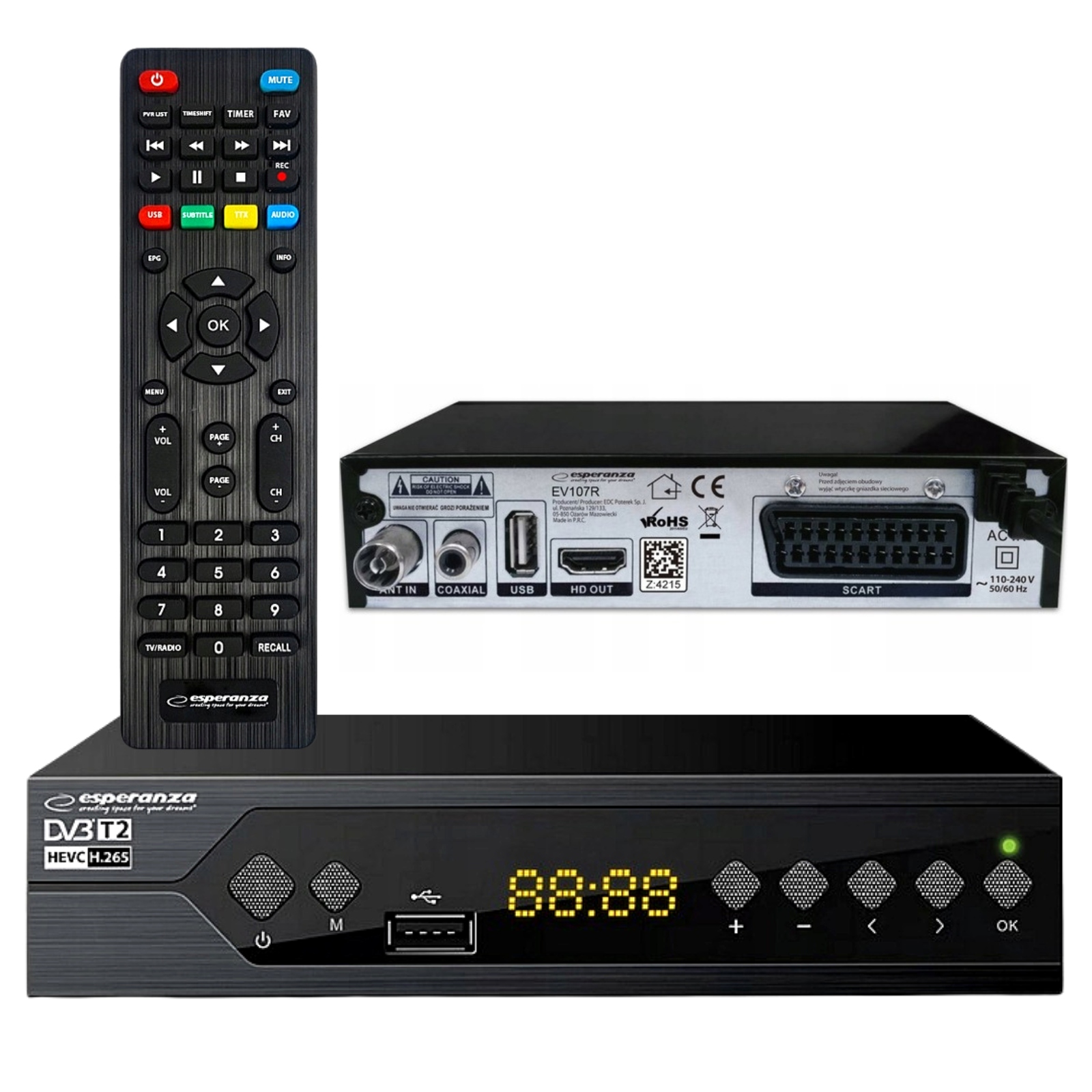 Dekoder Tuner Telewizji Naziemnej Full Hd Dvb-T2 - Esperanza | Sklep