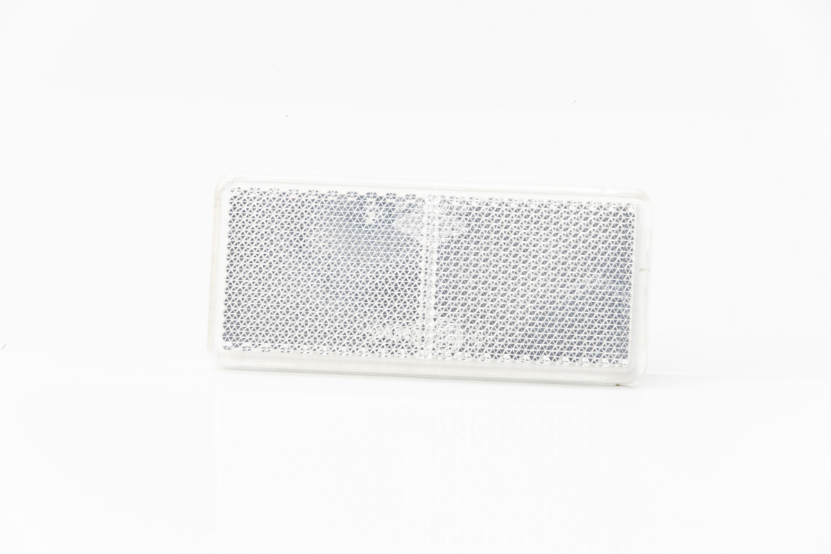 Odblask prostokątny biały z taśmą