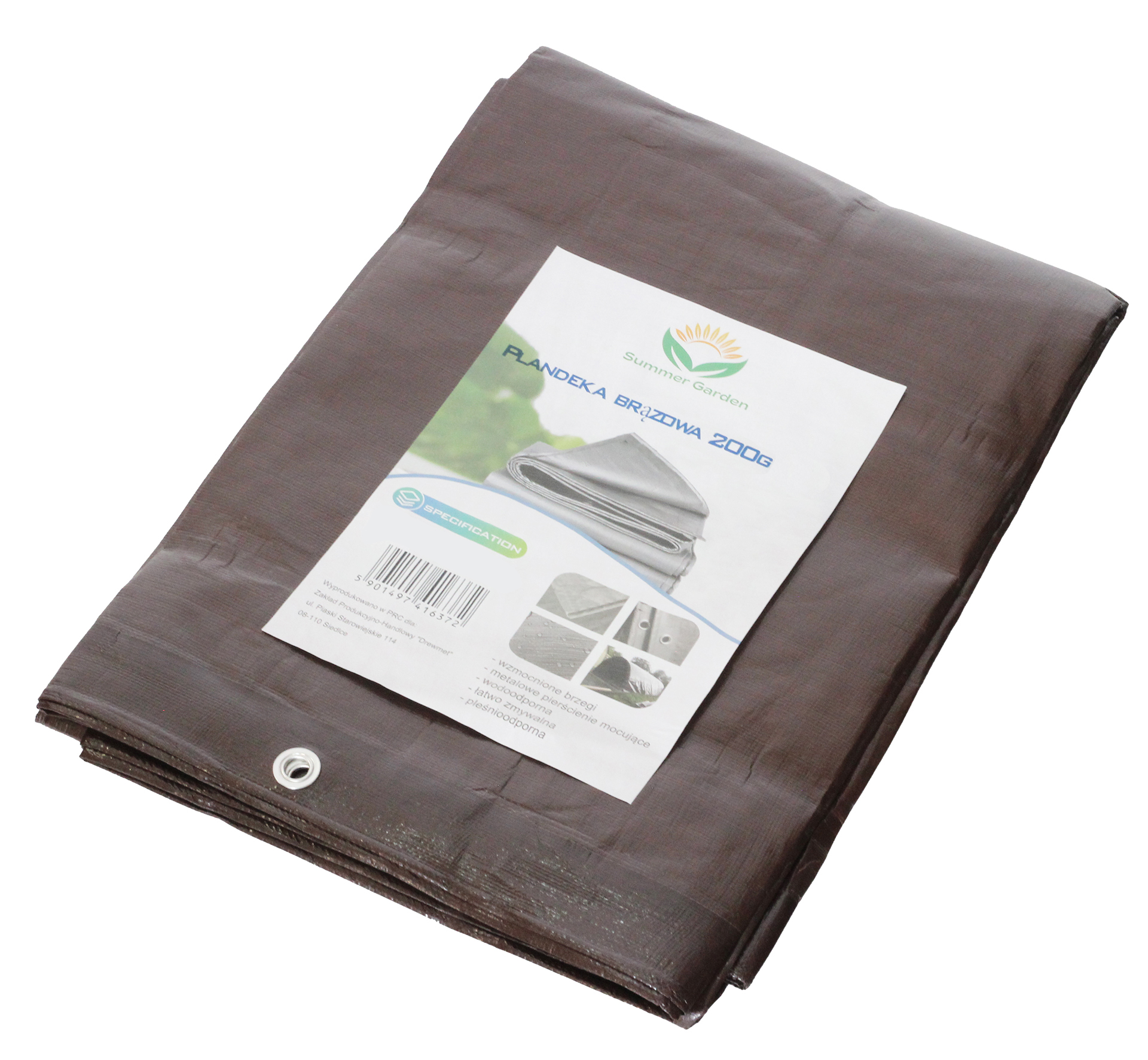 Plandeka brązowa 12x18m extra gruba 200g/m²