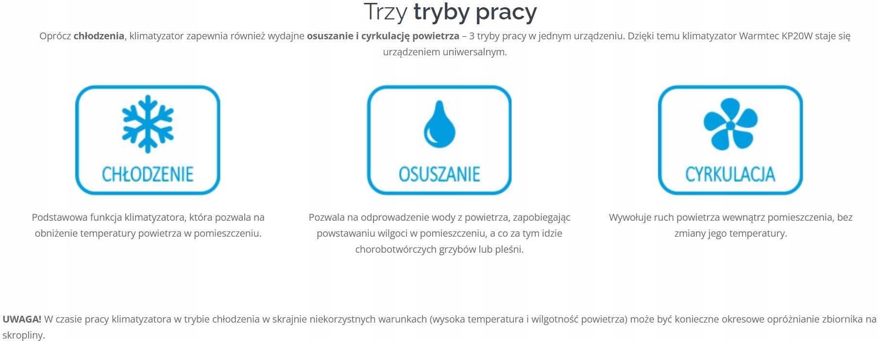 WARMTEC Klimatyzator przenośny KP46W z Wi-Fi - DROPSHIPPING