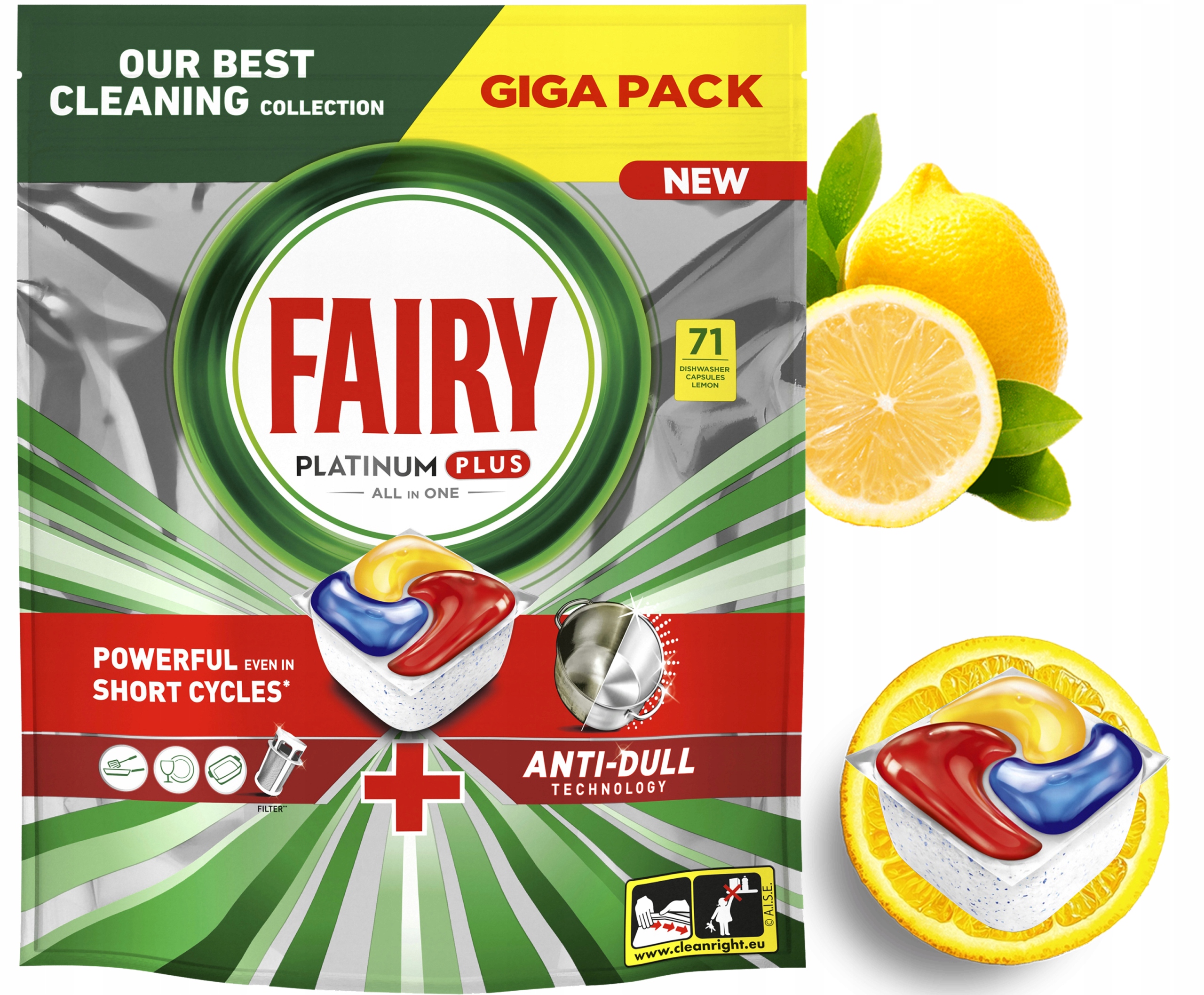 FAIRY Kapsułki Do Zmywarki Platinum Plus All in One Lemon 71 szt.