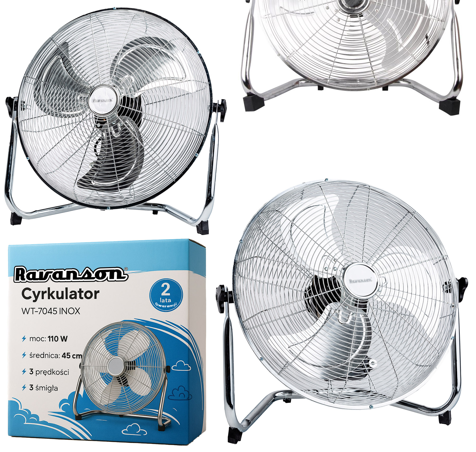 Wentylator podłogowy Ravanson WT-7045 INOX