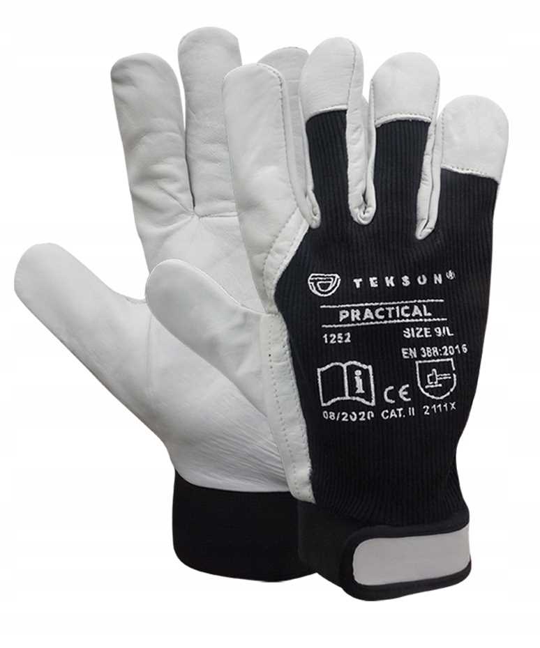 Rękawice Ochronne Tekson Practical 1252 Skóra Kozia Z Rzepem Roz. 9