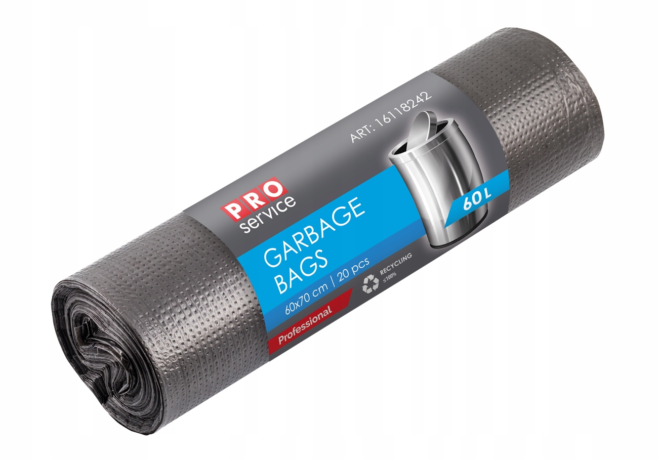 Worki Na Śmieci PRO 60x70 Czarne HD 60L 20 szt.