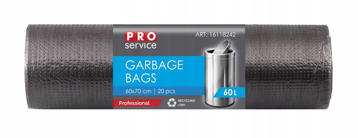 Worki Na Śmieci PRO 60x70 Czarne HD 60L 20 szt.