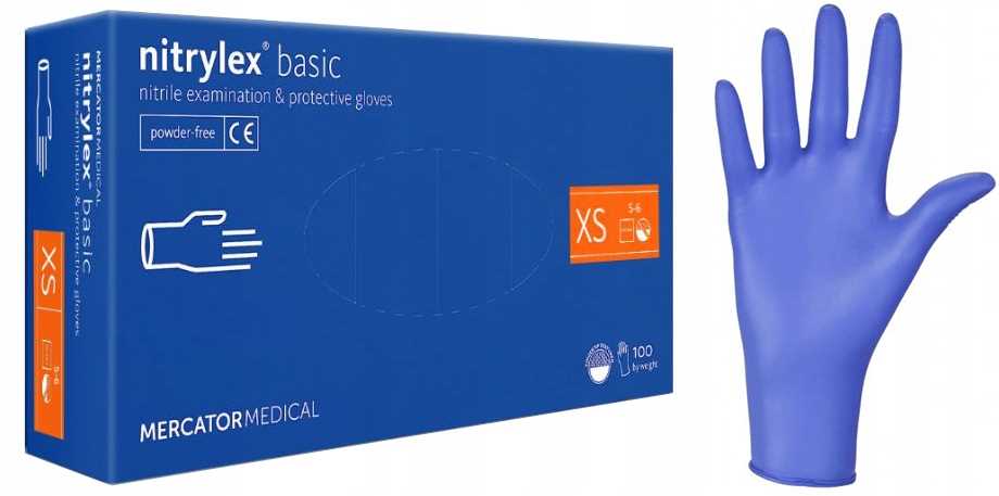 Rękawice Nitrylowe 100 szt. Nitrylex Basic Dark Blue 6-XS - 10 kpl.