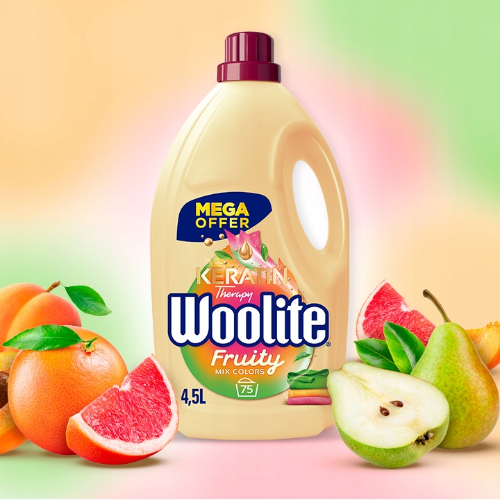 Woolite Fruity do Kolorów z Keratyną 4,5l/75 prań