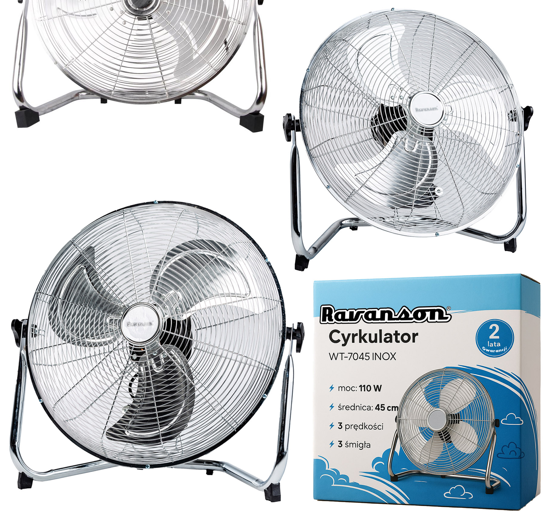 Wentylator podłogowy Ravanson WT-7045 INOX