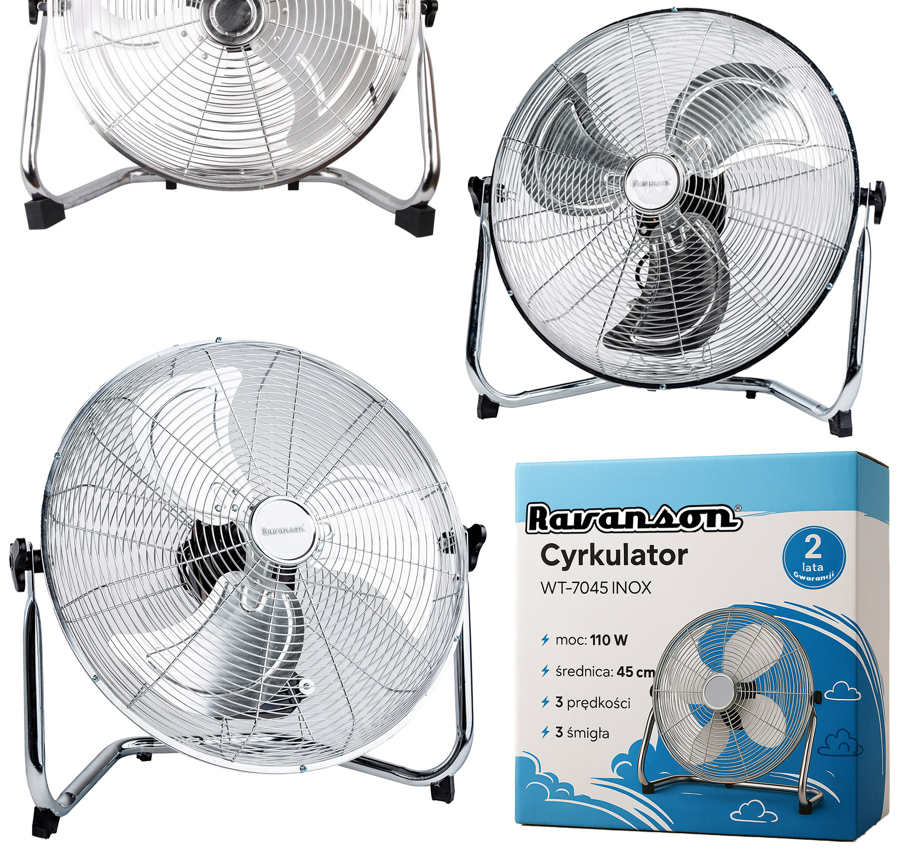 Wentylator podłogowy Ravanson WT-7045 INOX