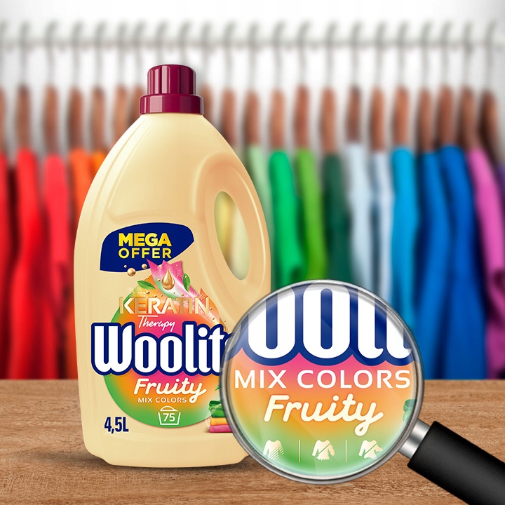Woolite Fruity do Kolorów z Keratyną 4,5l/75 prań