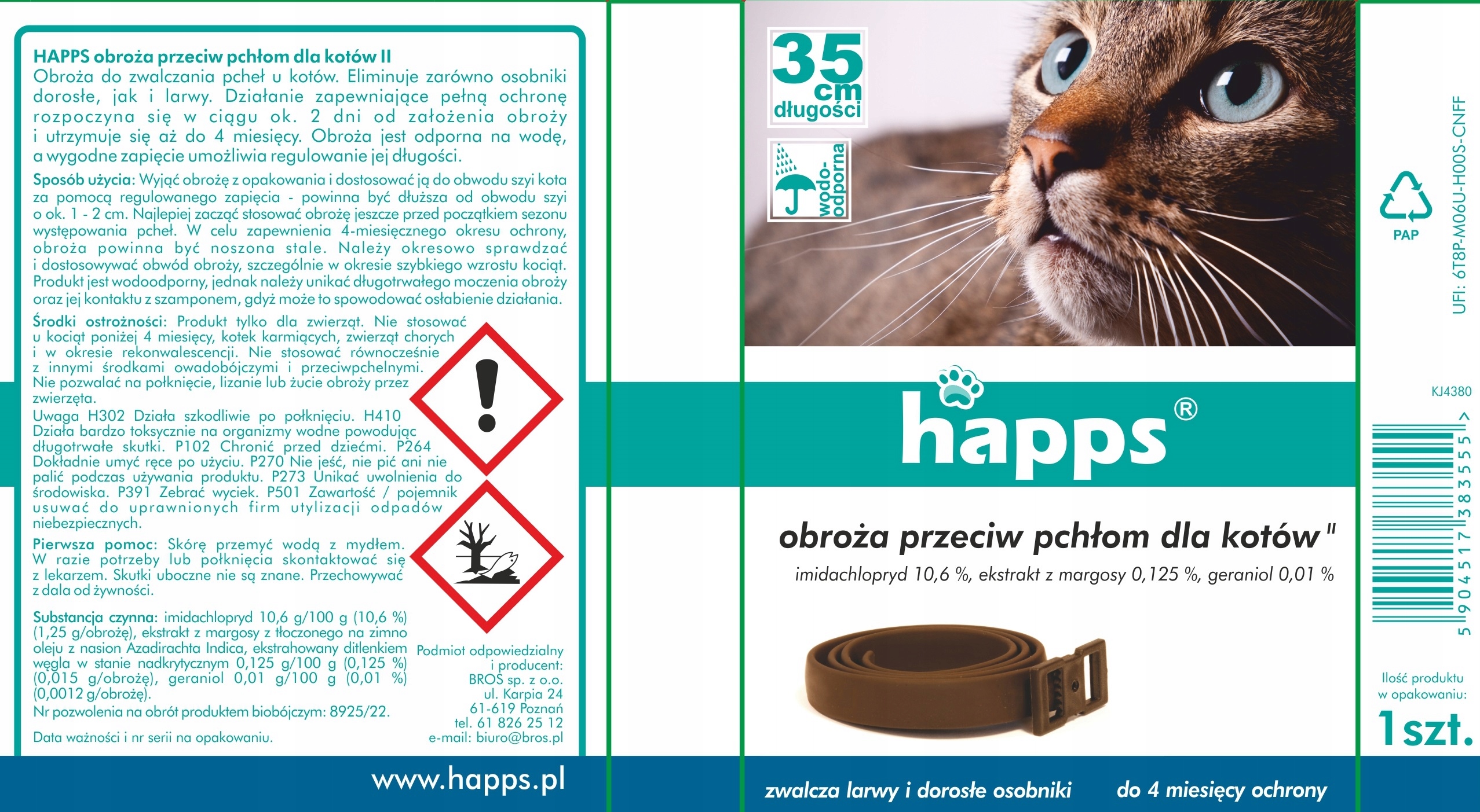 HAPPS - obroża przeciw pchłom dla kotów