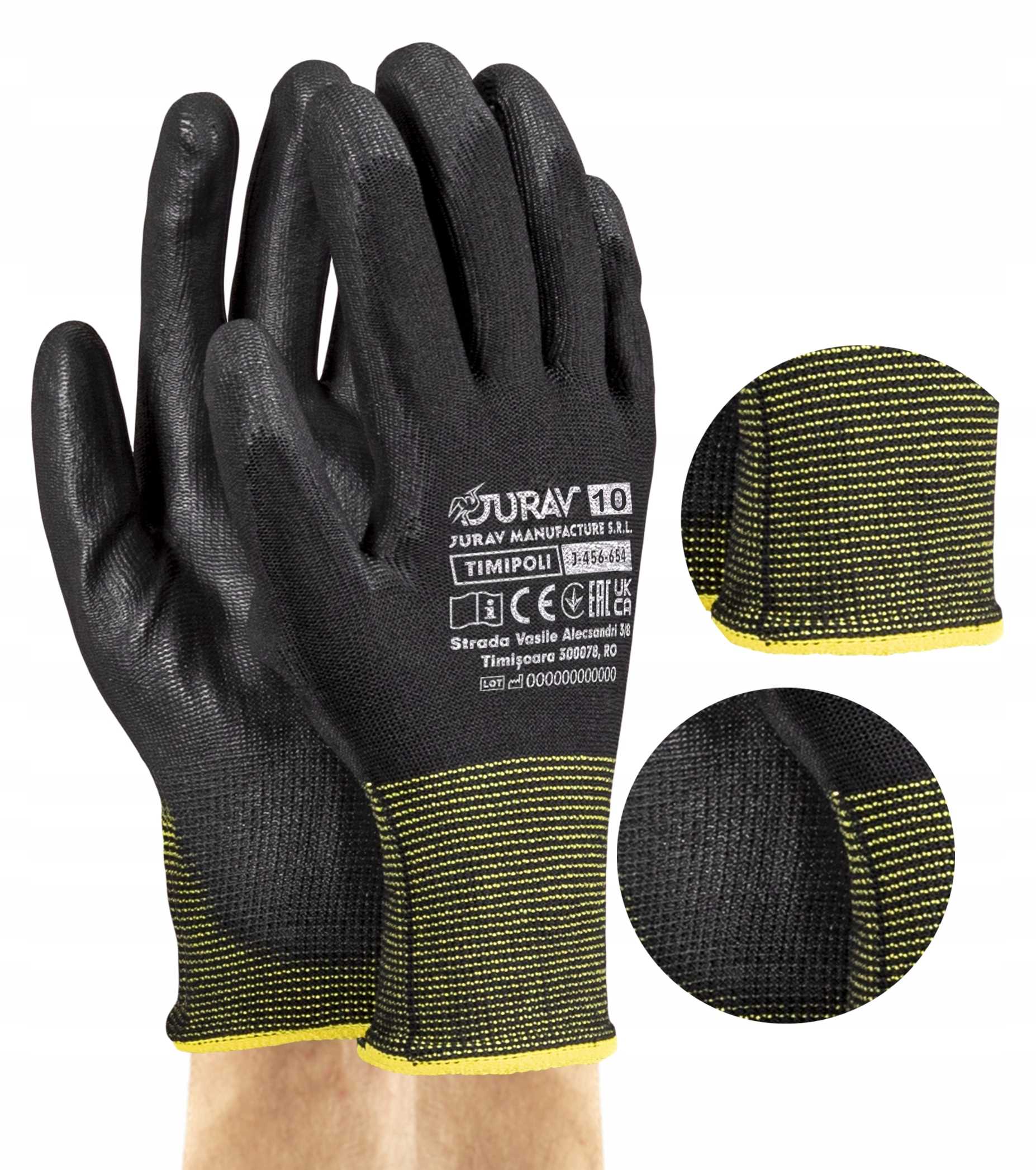 Rękawice Robocze Czarne J-TIMIPOLI_BB10-XL - 120 Par